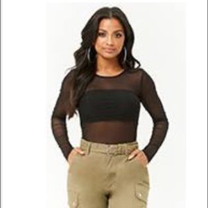 Black mesh bodysuit